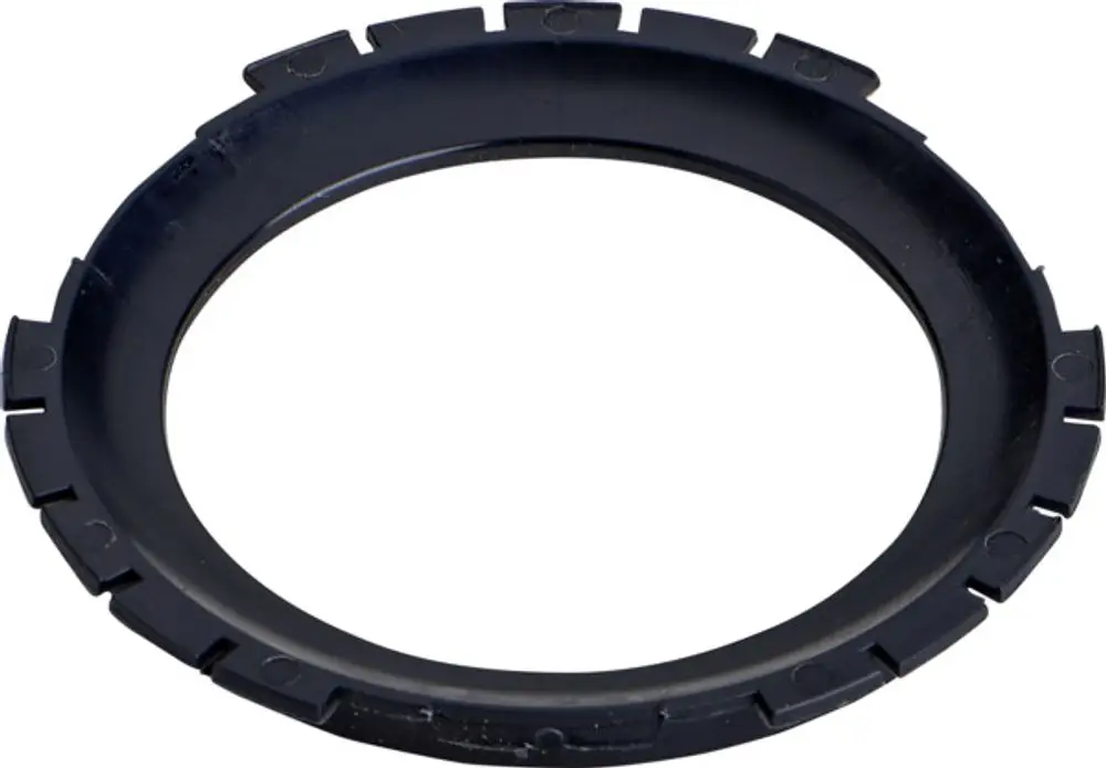 Schwarzer Dichtungsring mit gezacktem Rand. Ideal Standard Produkt, geeignet für Anwendungen, bei denen Dichtheit erforderlich ist.